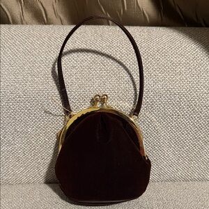 Velvet Vintage Mini Bag Brown Kiss Lock